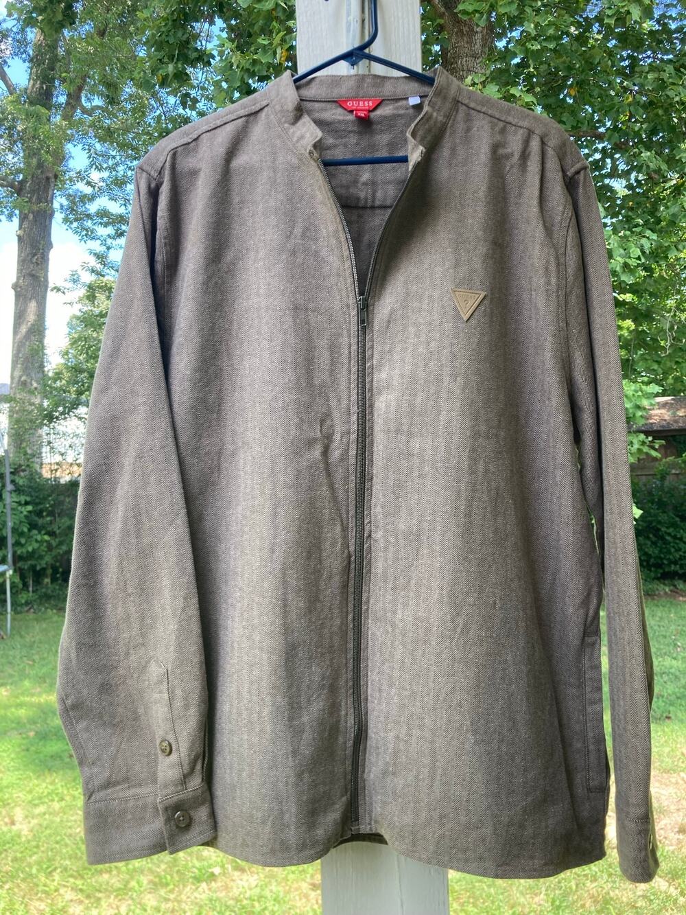 Guess - Men's Light Brown Herringbone Softshell Gorpcore Earth Tone Shacket -XXL